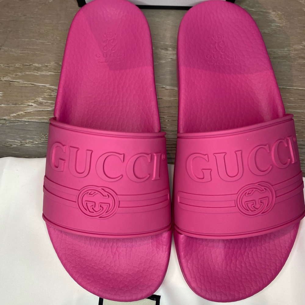 New Gucci Kid Pink Slides Size 33 (US 14)